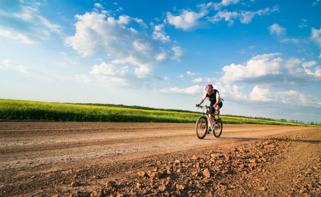 man biking